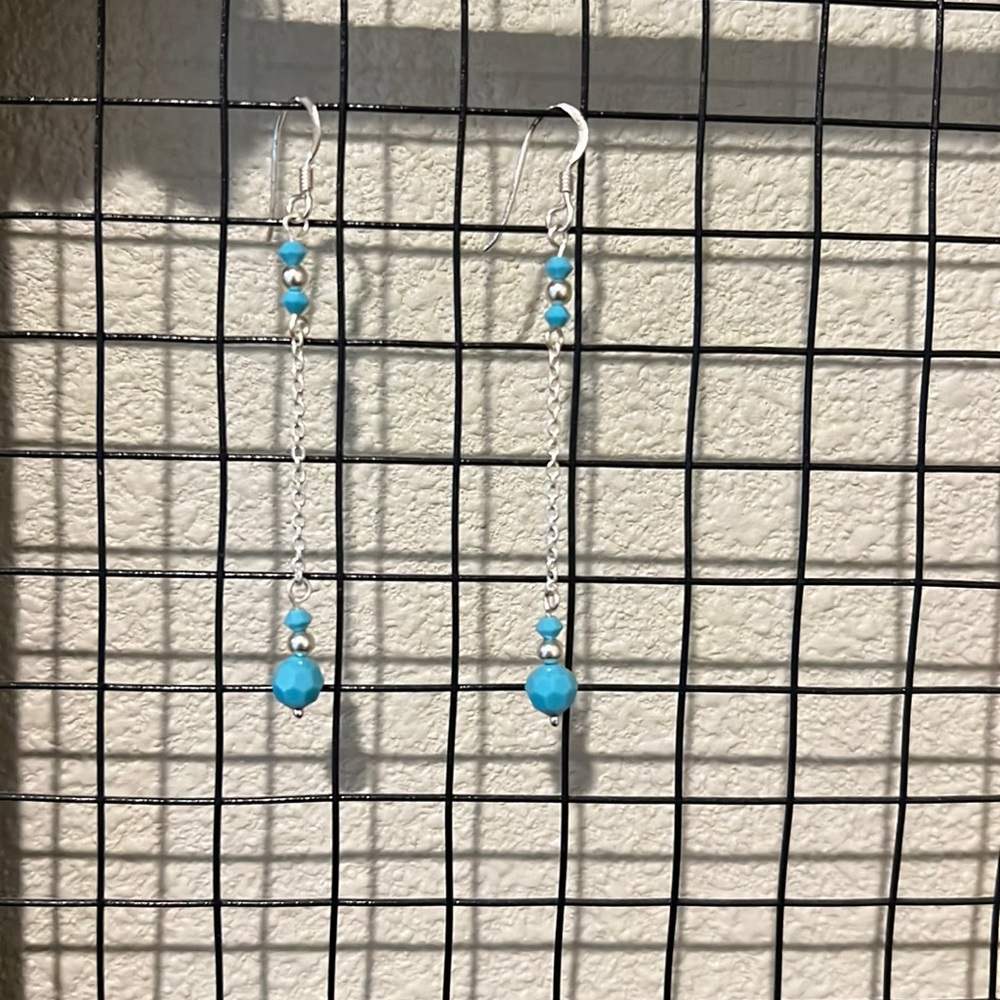 Silver and turquoise dangle earrings